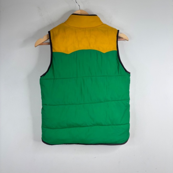 Mini Boden Colorblock Puffer Vest 9-10Y Snap Pockets Green Yellow Outdoor Fall - Picture 4 of 10